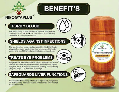 Ayurvedic Vijaysar Herbal Wooden Tumbler (Pack of 2) Buy 1 Get 1 Free