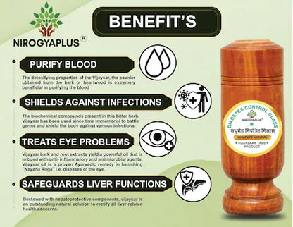 Ayurvedic Vijaysar Herbal Wooden Tumbler (Pack of 2) Buy 1 Get 1 Free